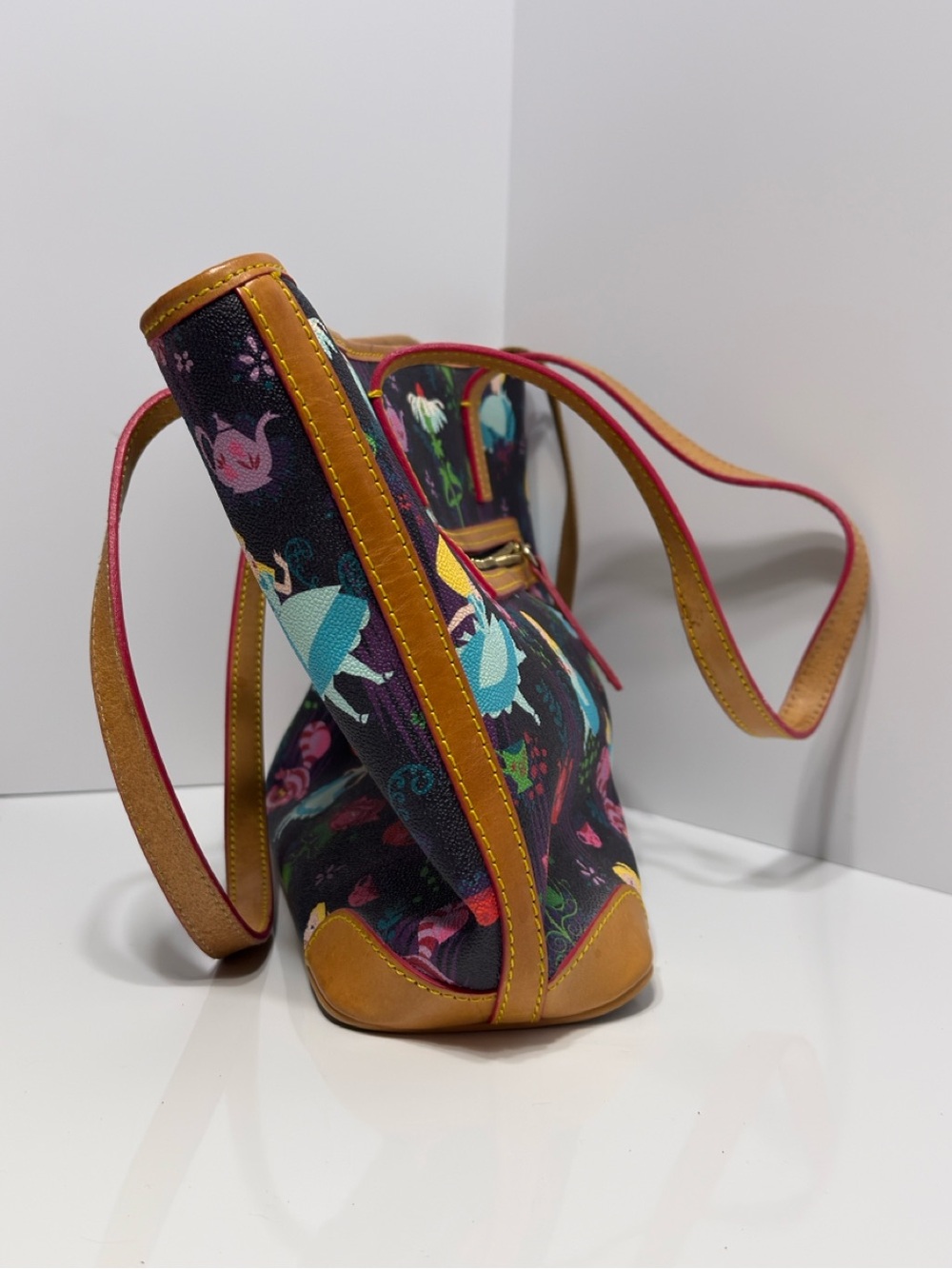 Dooney & Bourke Navy Alice Print Tote with Tan Trim - Picture 13 of 16